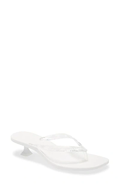 Shop Sigerson Morrison Iconic Kitten Heel Flip Flop In White/ Clear