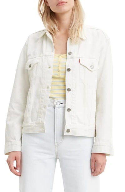 Shop Levi's Ex-boyfriend Denim Trucker Jacket In White Cell