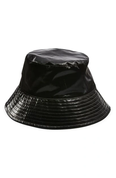 Shop Topshop Vinyl Bucket Hat In Black