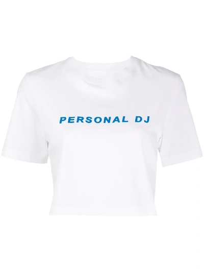 Shop Kirin Personal Dj Print Cropped T-shirt In White