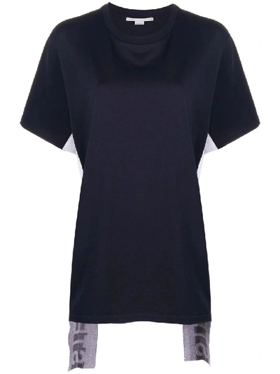Shop Stella Mccartney Asymmetric Logo Stripe T-shirt In Blue