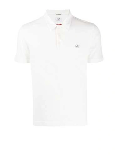 Shop C.p. Company Embroidered Logo Polo Shirt In White