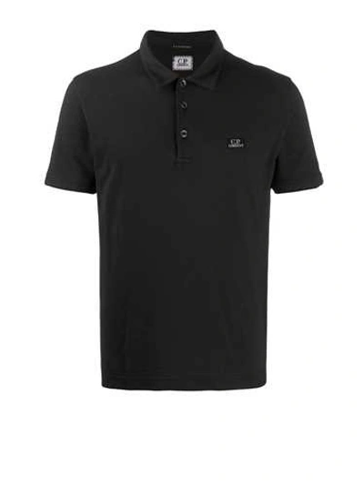 Shop C.p. Company Embroidered Logo Polo Shirt In Black