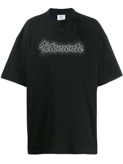 Shop Vetements Embellished Logo T-shirt Black