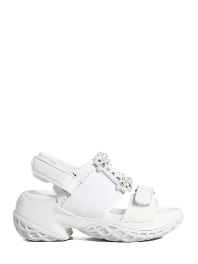 Shop Roger Vivier Viv' Run Strass Buckle Sandal In White