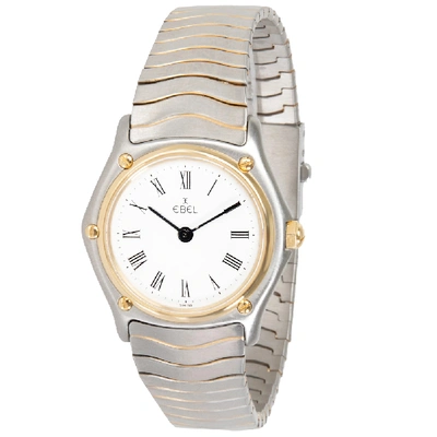 Pre-owned Ebel White 18k Yellow Gold And Stainless Steel Wave 181908 Women's Wristwatch 26mm