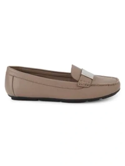 Shop Calvin Klein Lisa Tumbled Loafers In Tobacco