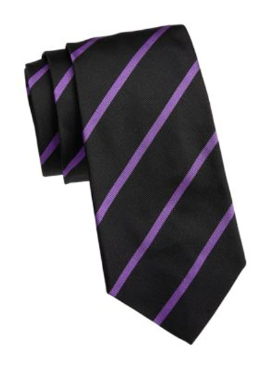 Shop Ralph Lauren Men's Striped Silk Tie In Black