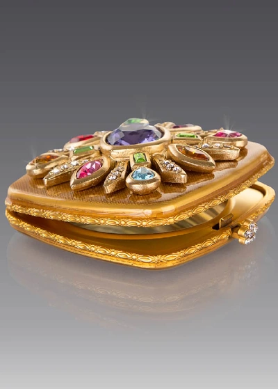 Jay Strongwater Maltese Jeweled Compact In Gold/bright