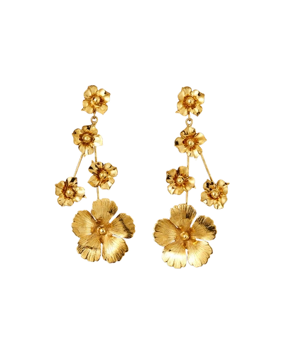 Shop Jennifer Behr Katherine Graduated Flower Earrings In Gold