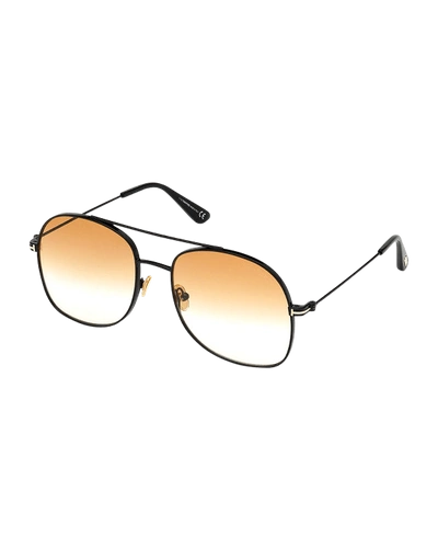 Shop Tom Ford Delilah Metal Aviator Sunglasses In Black