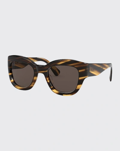 Shop Oliver Peoples Lalit Square Acetate Sunglasses In Brown