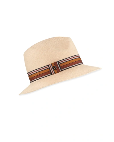 Shop Loro Piana Ingrid Straw Panama Brisa Hat W/ Multi-stripe Band In Natural Straw