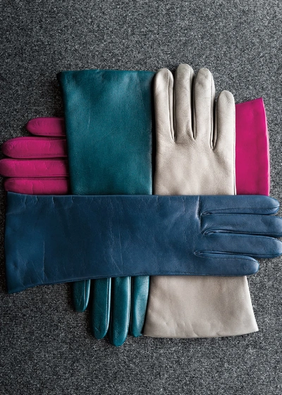 Shop Portolano Napa Leather Gloves In Navy