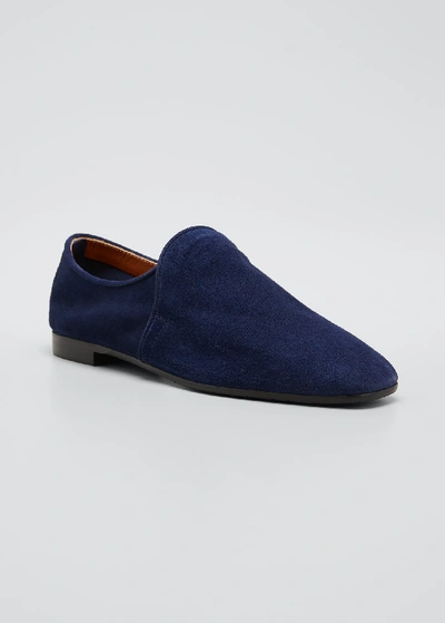 Shop Aquatalia Revy Flat Calf Suede Loafers In Indigo