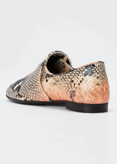 Shop Aquatalia Revy Flat Snake-print Loafers In Cognac Snake Prnt