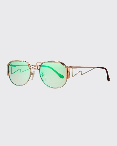 Shop Vintage Frames Company Men's Gradient Geometric Metal Sunglasses In Pink