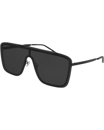 Shop Saint Laurent Unisex Mask Metal Shield Sunglasses In Black