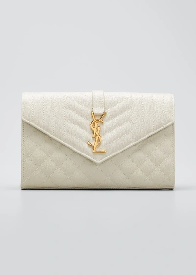 Saint Laurent Ysl Mock-croc Camera Bag In White