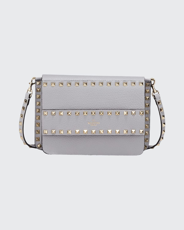 Valentino Garavani Rockstud Small Leather Shoulder Bag In Gray ModeSens