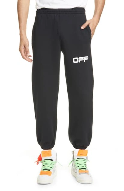Shop Off-white Airport Tape Logo Cotton Sweatpants In Black Multi