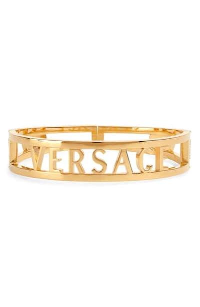 Shop Versace Hinged Bracelet In Warm Gold