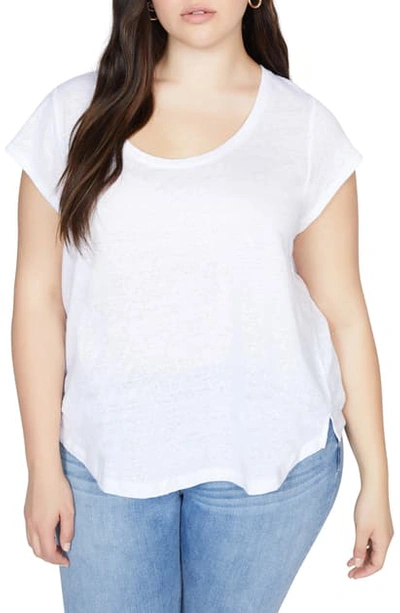 Shop Sanctuary Alma Scoop Neck Linen T-shirt In White Jasmine