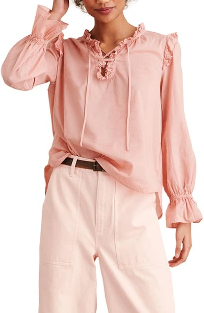 Shop Alex Mill Ruffle Trim Tunic Blouse In City Pink