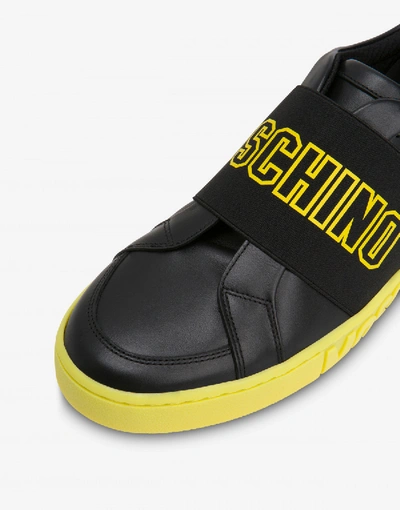 Shop Moschino Elastic Band Slip-on Sneakers In Black