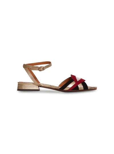 Chie Mihara Timai Flats In Red Suede And Leather In Oro
