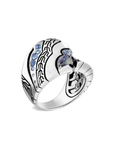 Shop John Hardy Women's Lahar Sterling Silver & Blue Sapphire Heart Saddle Ring