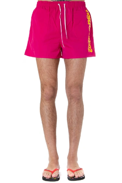 Shop Dsquared2 Pink Logo Midi Swim Shorts