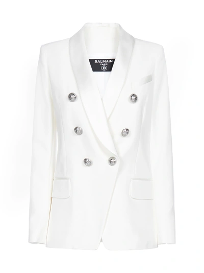 Shop Balmain Blazer In Blanc