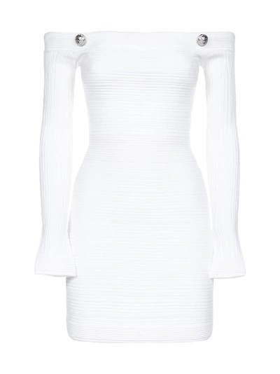 Shop Balmain Dress In Blanc