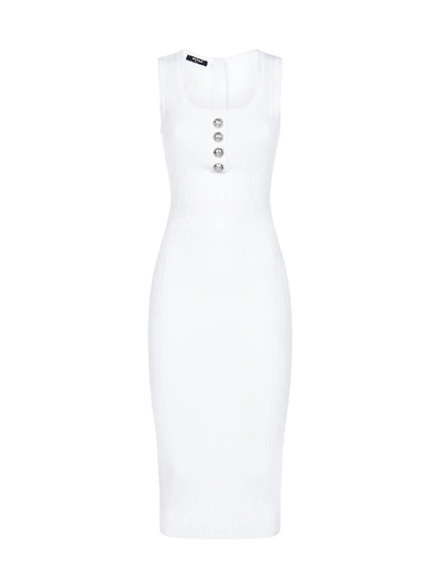 Shop Balmain Dress In Blanc