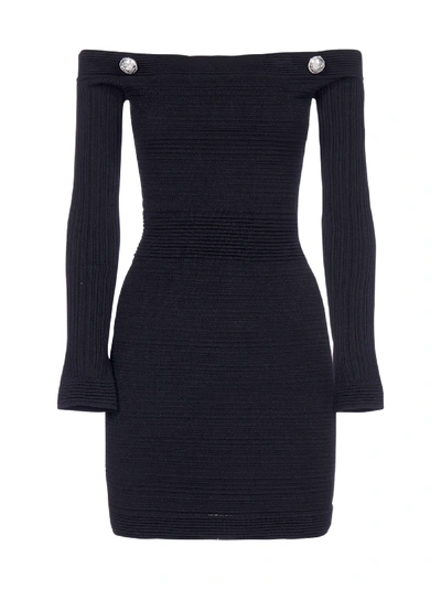 Shop Balmain Dress In Noir