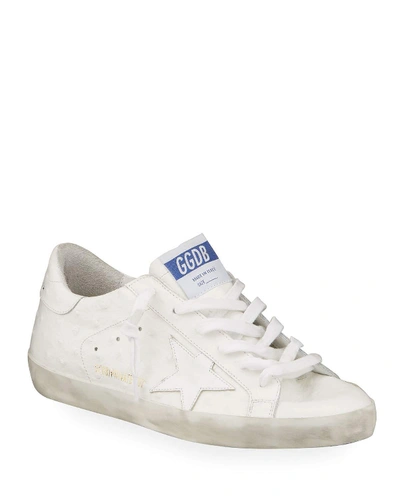 Shop Golden Goose Superstar Ostrich-stamped Court Sneakers In White