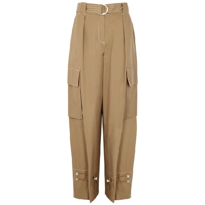 Shop Palones Notting Hill Camel Twill Cargo Trousers In Tan
