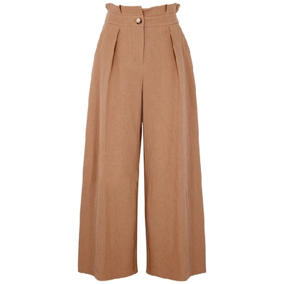 Shop Palones Brown Wide-leg Cotton-blend Trousers