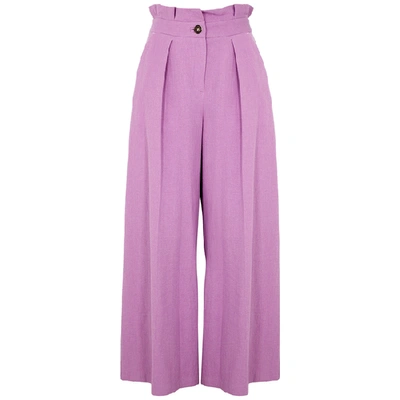 Shop Palones Lilac Wide-leg Cotton-blend Trousers