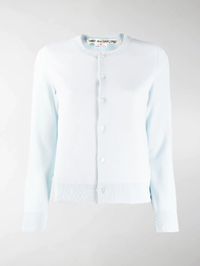Shop Comme Des Garçons Fine Knit Cardigan In Blue