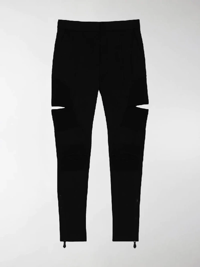 Shop Burberry Cut-out Detail Skinny-fit Trousers In Black