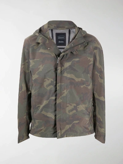 Shop Herno Camouflage-print Hooded Jacket In Green