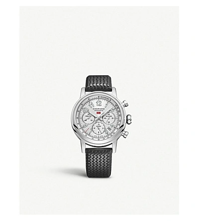 Shop Chopard Mens Black And Silver Mille Miglia Classic Chronograph Stainless Steel And Rubber Watch