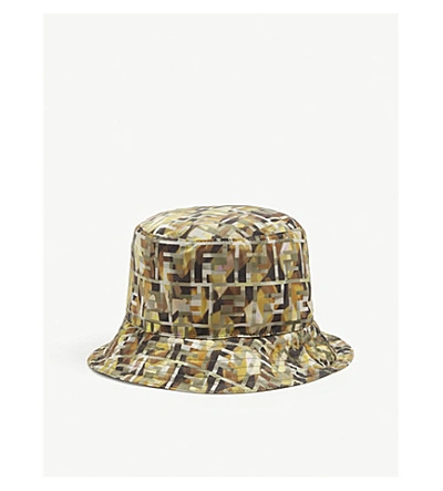 Shop Fendi Ff Camouflage-print Bucket Hat In Green