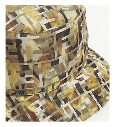 Shop Fendi Ff Camouflage-print Bucket Hat In Green