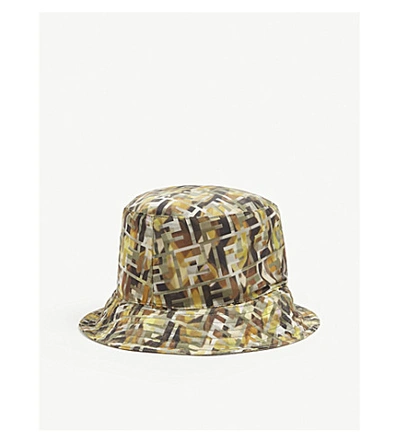 Shop Fendi Ff Camouflage-print Bucket Hat In Green