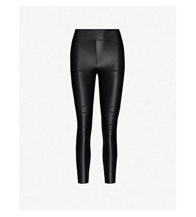 Shop Koral Womens Black Moto High-rise Stretch-jersey Leggings L