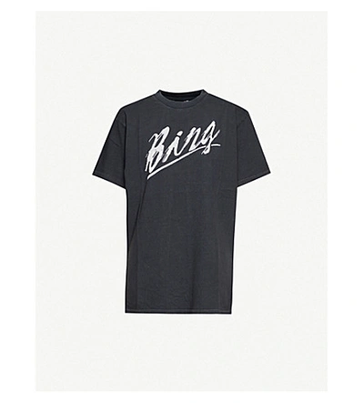 Shop Anine Bing Lili Logo-print Cotton-jersey T-shirt In Vintage Black