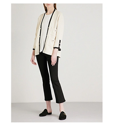 Shop Maje Vega Cotton Tweed Blazer In Ecru